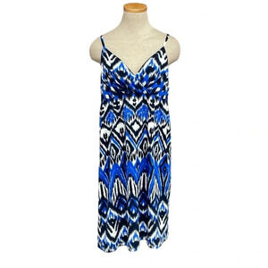 INC Dress Womens X Large Blue NWT Exotic Desert Arrow Spear Midi V-Neck